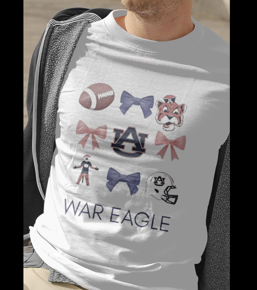 Auburn Tigers War Eagle Bow And Mascot Helmet Football T-Shirt