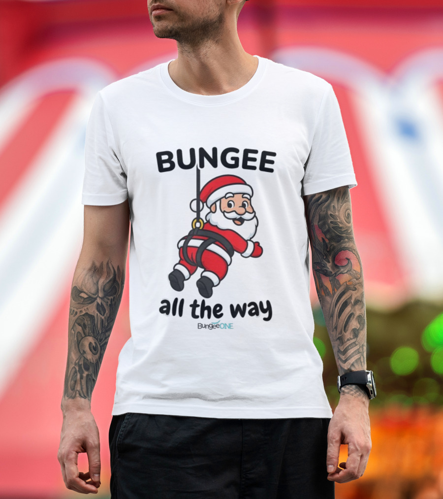 Bungee All The Way Santa Christmas Fun T-Shirt