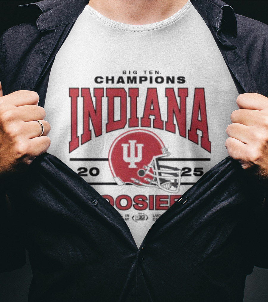 Indiana Hoosiers 2025 Big Ten Champions Football Helmet T-Shirt