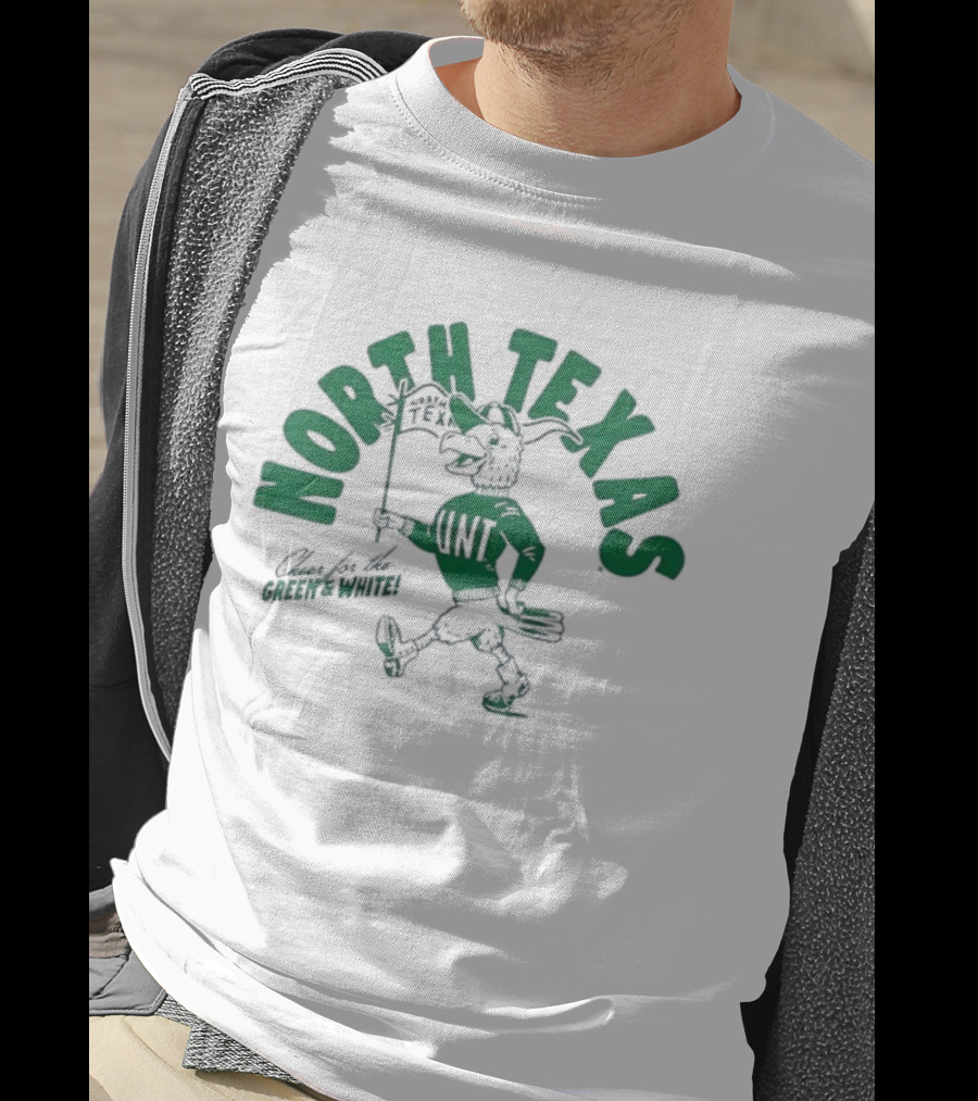 North Texas Mean Green Vintage Eagle Mascot Supporting Green And White T-Shirt