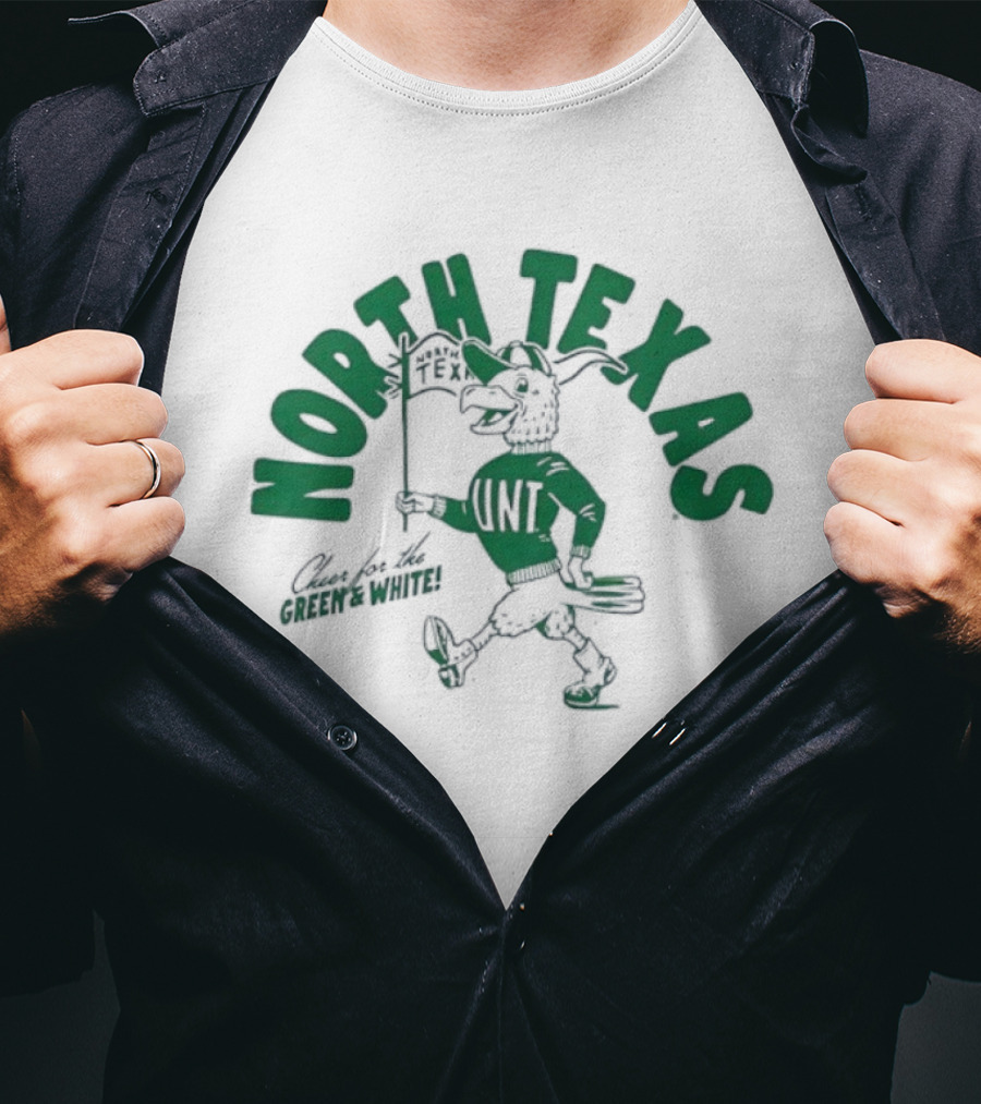 North Texas Mean Green Vintage Eagle Mascot Supporting Green And White T-Shirt