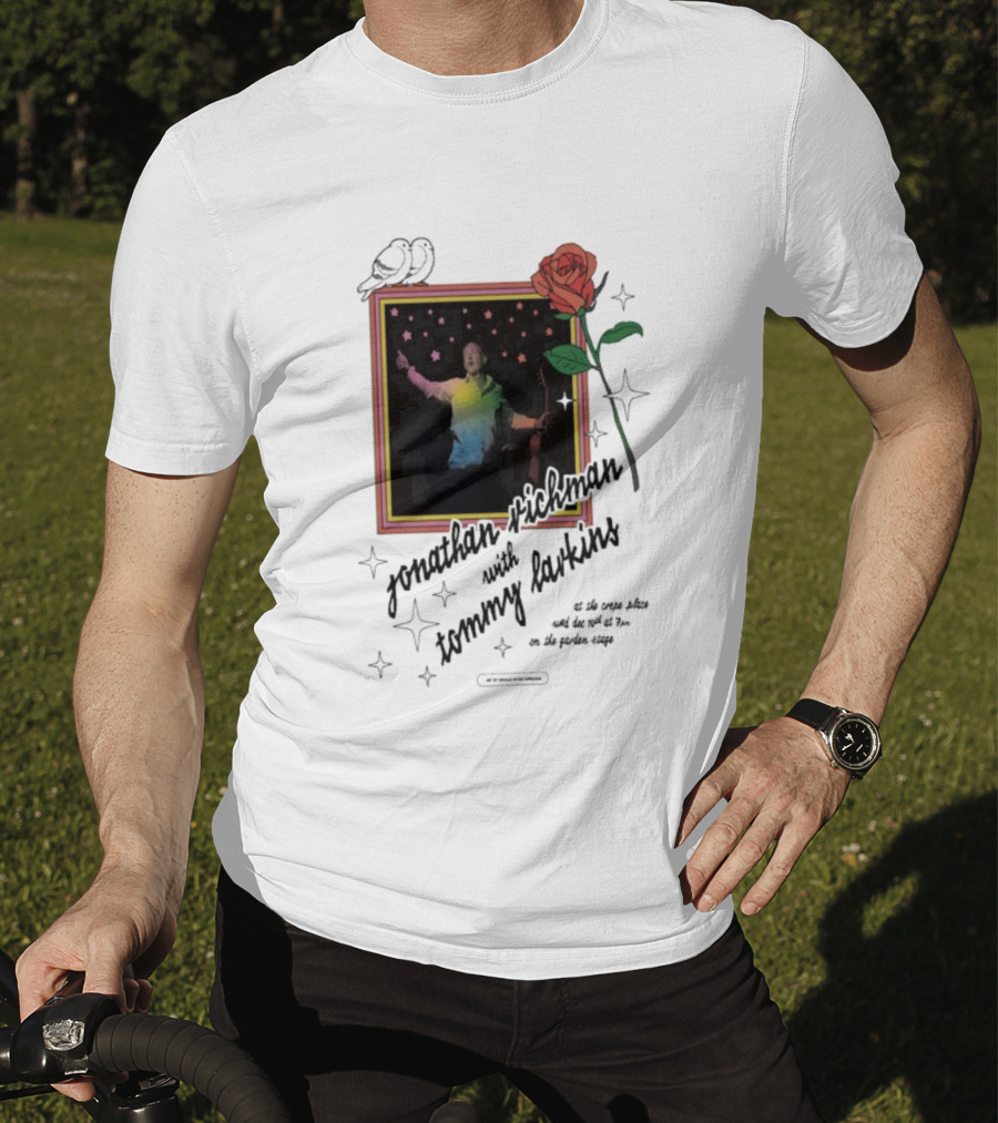 Jonathan Richman With Tommy Larkins Santa Cruz December 10 2025 Event With Rose And Stars T-Shirt