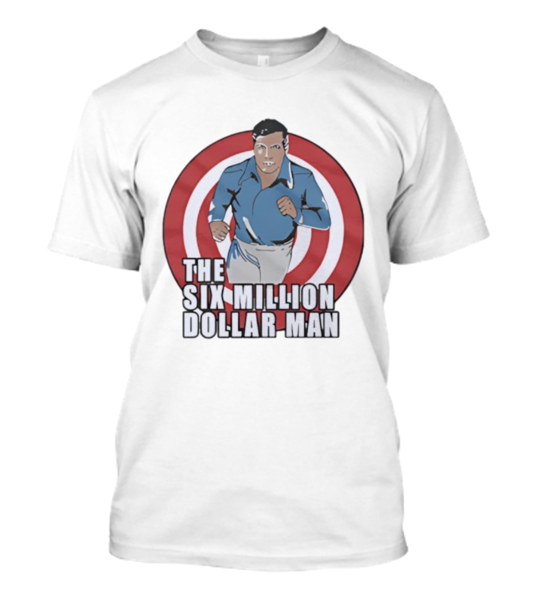 The Six Million Dollar Man Iconic Retro Style Red Target Background T-Shirt