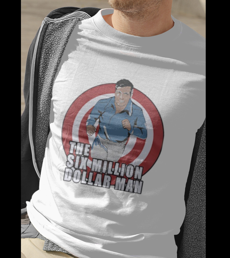The Six Million Dollar Man Iconic Retro Style Red Target Background T-Shirt