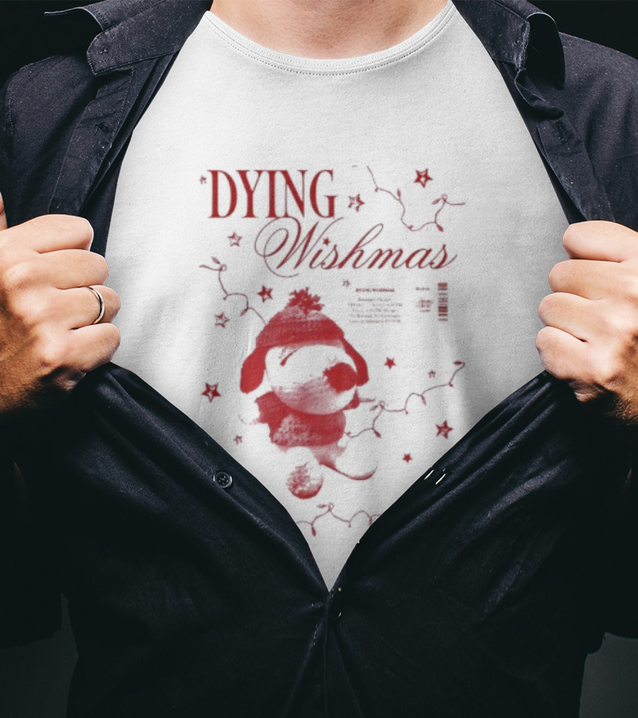 Dying Wish December 12 2025 Portland OR Concert Red Christmas Santa Hat Pom Poms Snowflakes T-Shirt