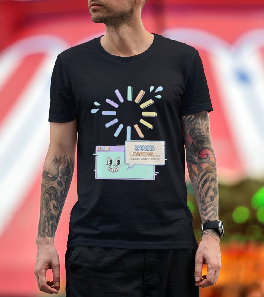 2026 Loading Please Don’t Crash Fun Pixel Art Countdown Graphic T-Shirt