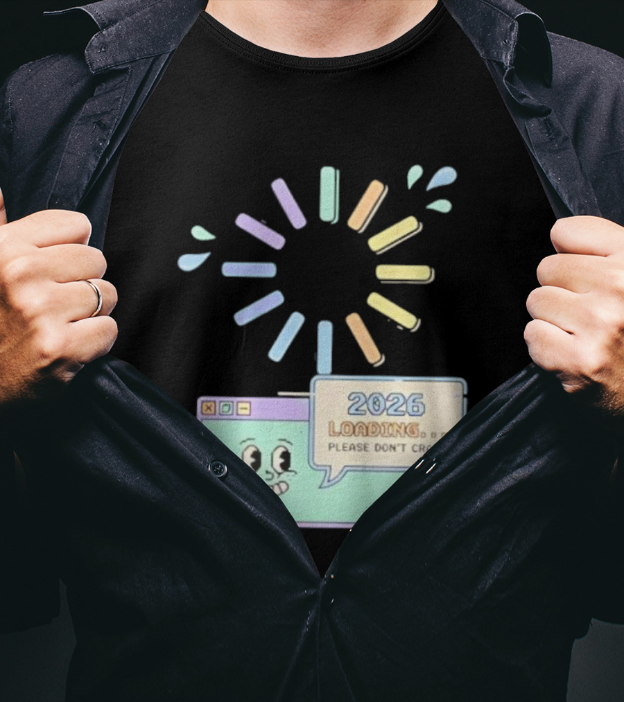 2026 Loading Please Don’t Crash Fun Pixel Art Countdown Graphic T-Shirt