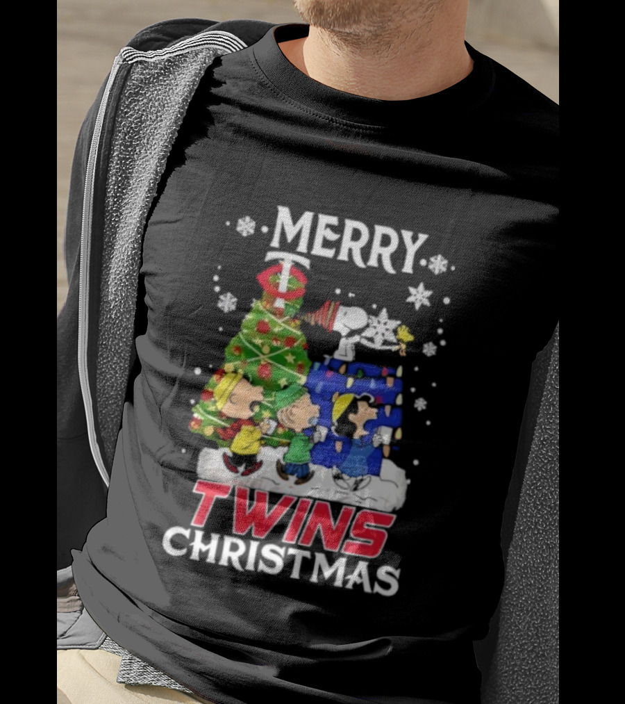 Merry Snoopy And Friends Twins Christmas Peanuts Festive Holiday T-Shirt