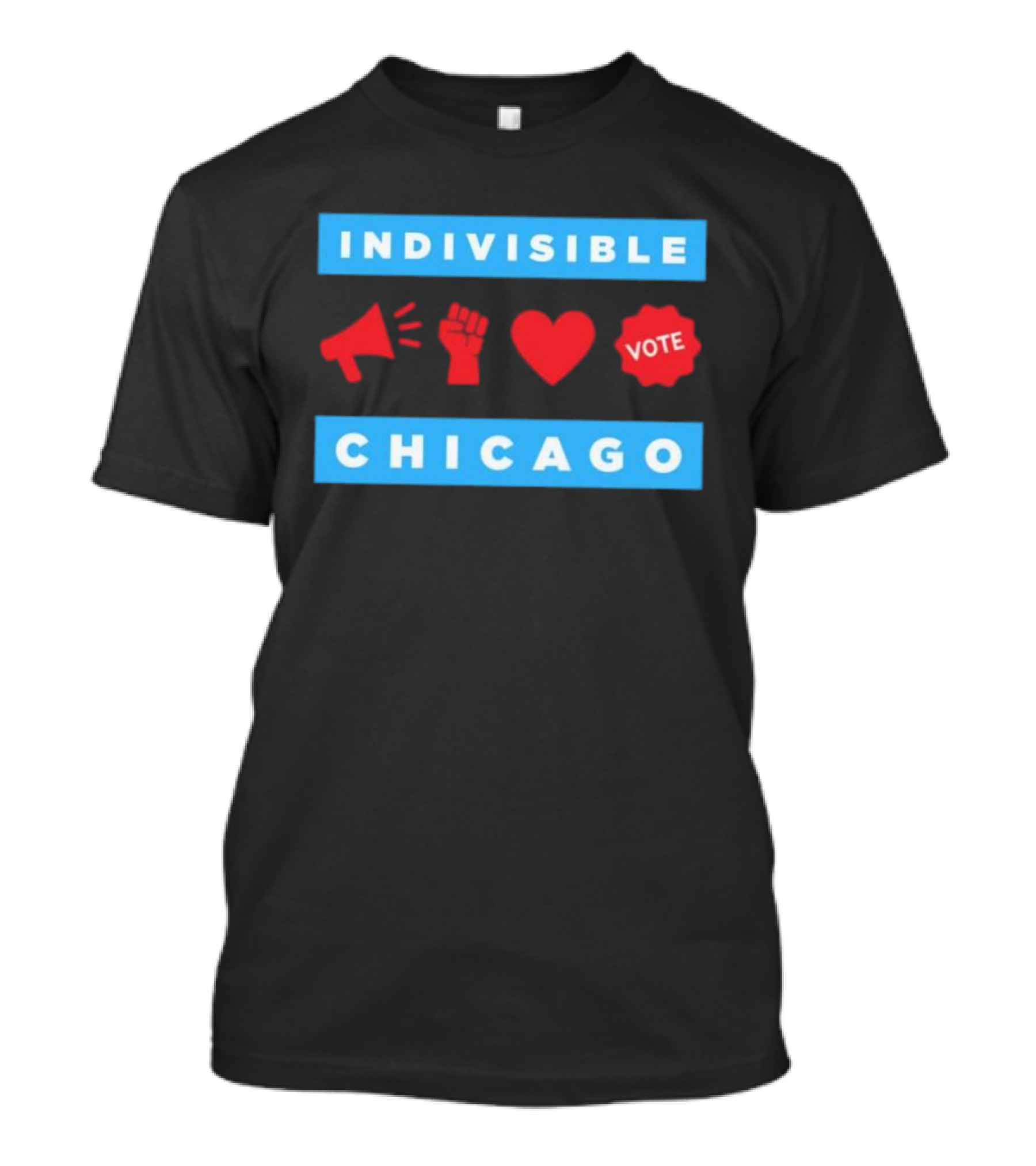 Indivisible Megaphone Heart Vote Chicago T-Shirt