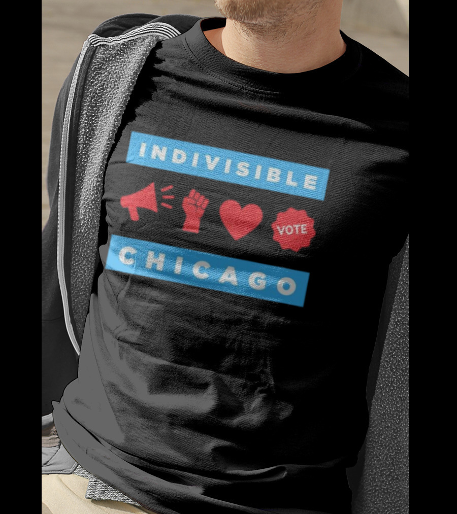Indivisible Megaphone Heart Vote Chicago T-Shirt