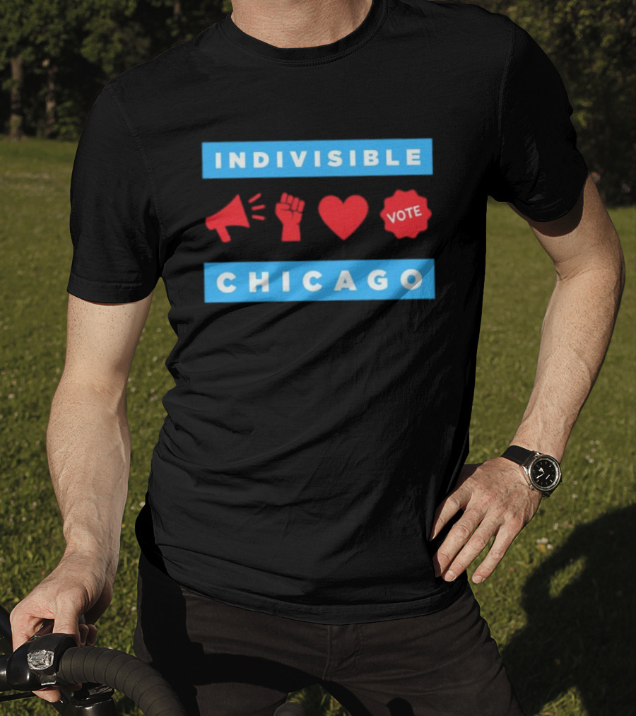 Indivisible Megaphone Heart Vote Chicago T-Shirt