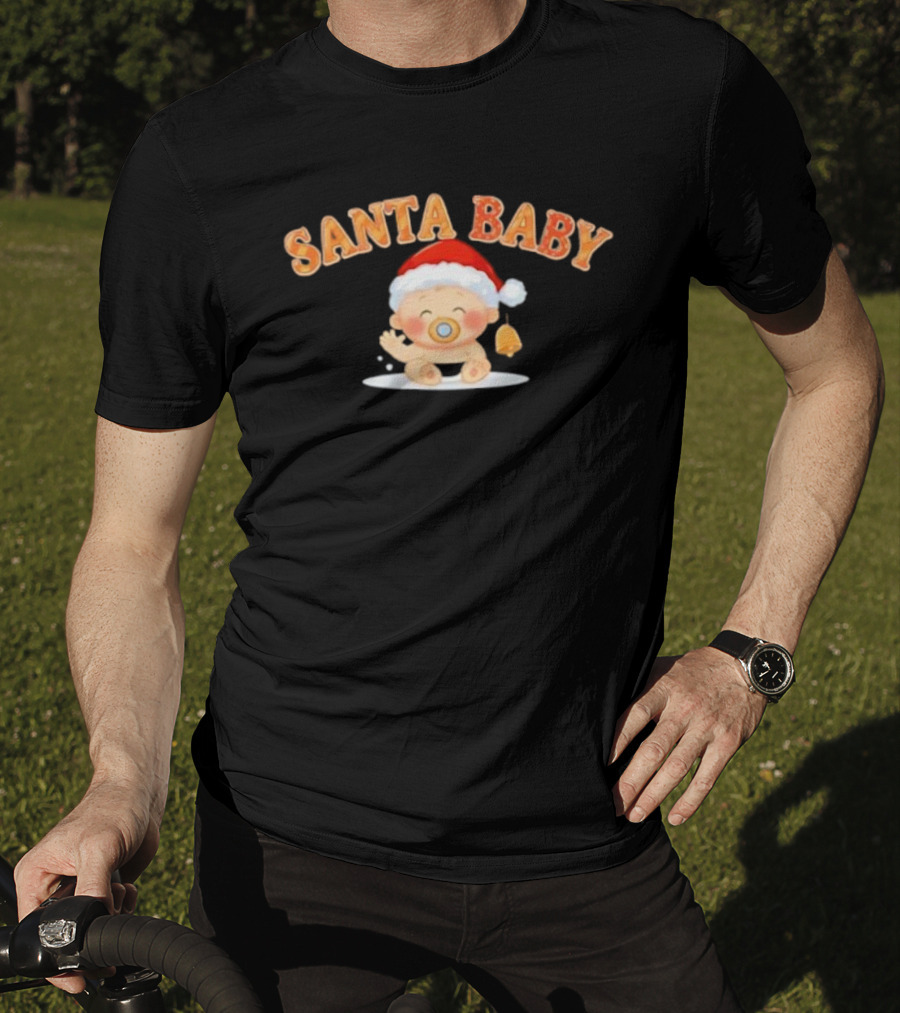 Santa Baby Holiday Infant With Santa Hat And Bell T-Shirt