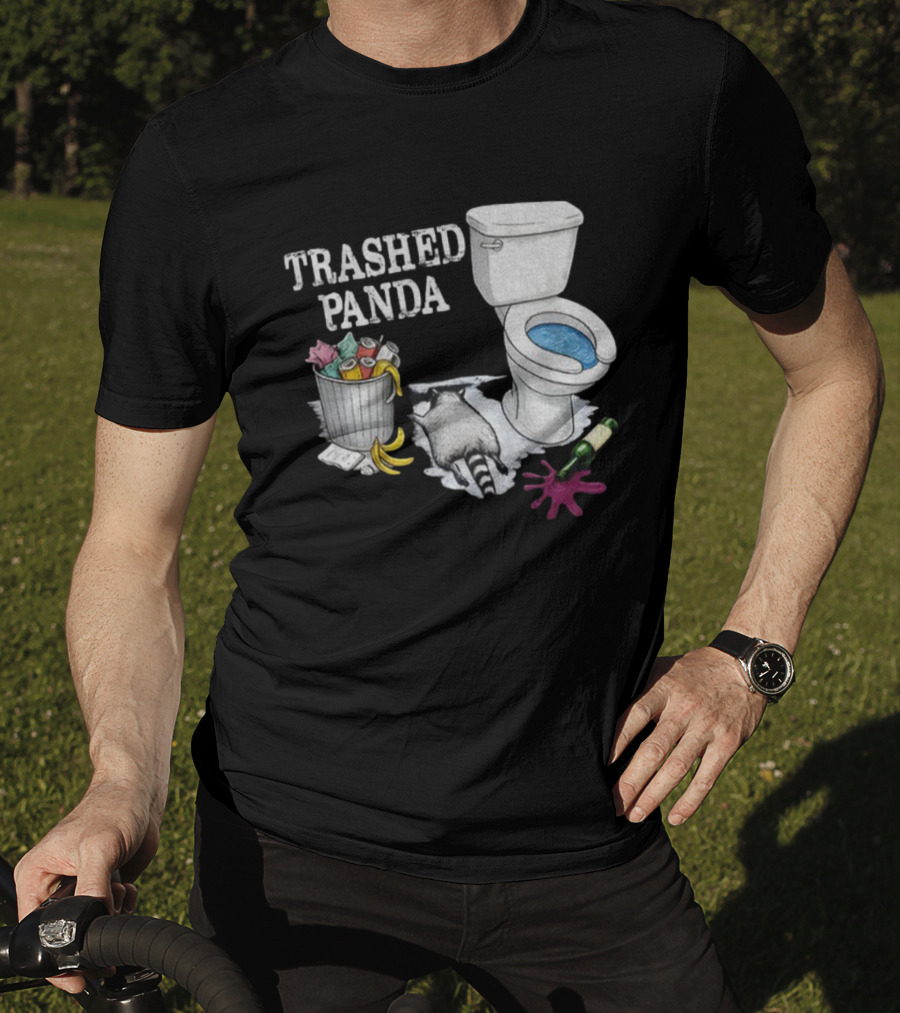 Trashed Panda Drunk Raccoon Party Animal Joke Toilet Humor T-Shirt