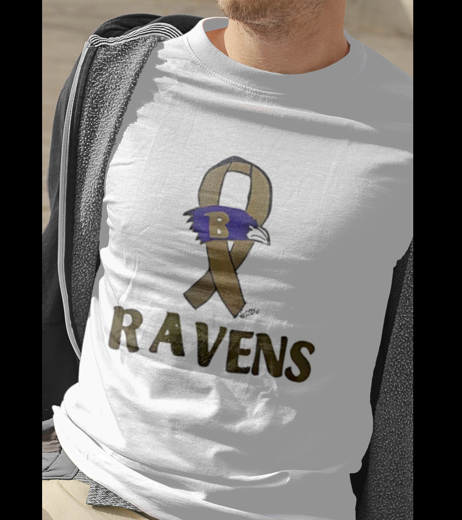 Baltimore Ravens Ribbon B Logo Fan Apparel Ravens NFL Team T-Shirt
