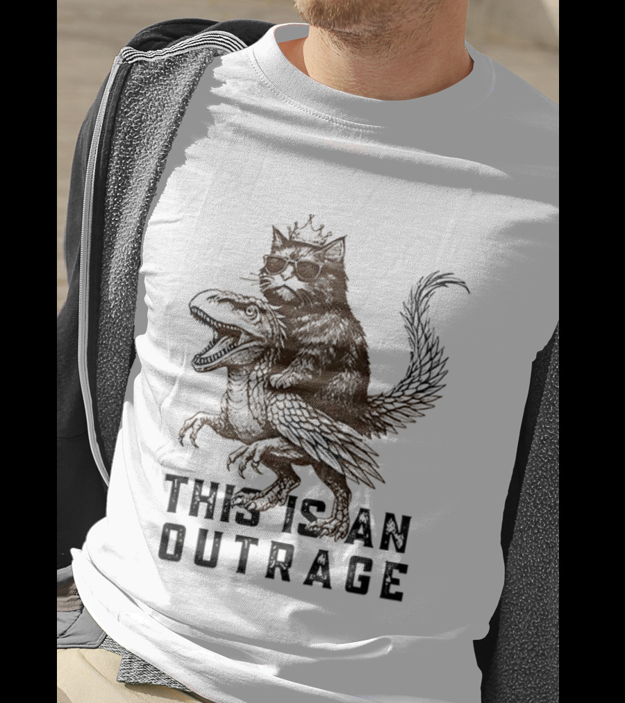 Dungeon Crawler Carl This Is An Outrage Cat Riding Dinosaur T-Shirt