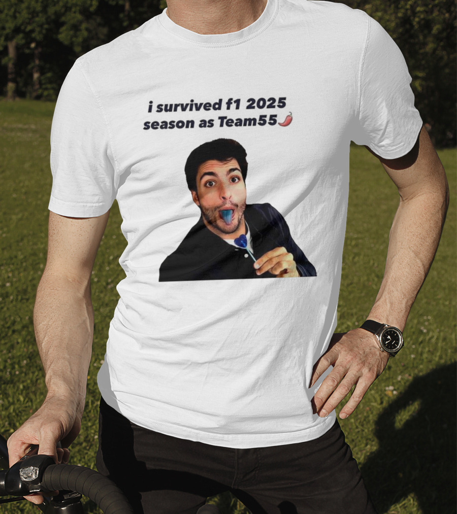 I Survived F1 2025 Season As Team55 Carlos Sainz Blue Tongue Lollipop T-Shirt