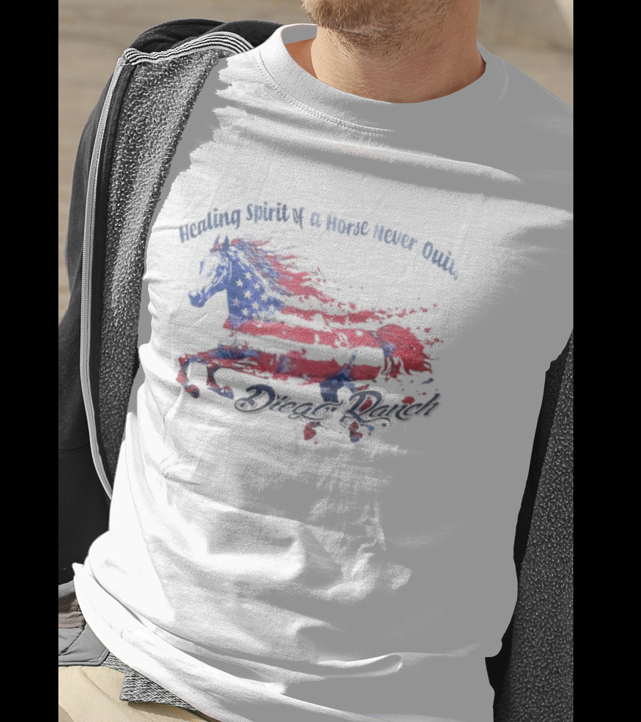 Healing Spirit Of A Horse Never Quits Diego Ranch USA Flag T-Shirt