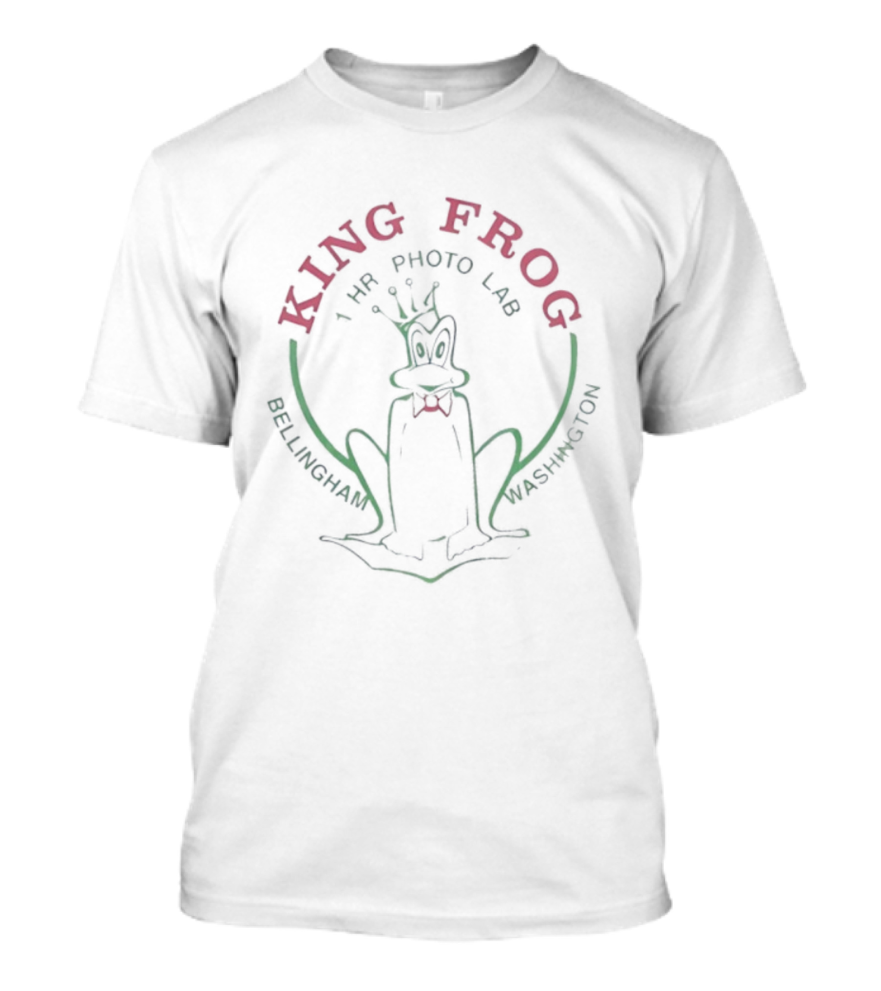 King Frog 1 Hour Photo Lab Bellingham Washington Frog Wearing Crown T-Shirt