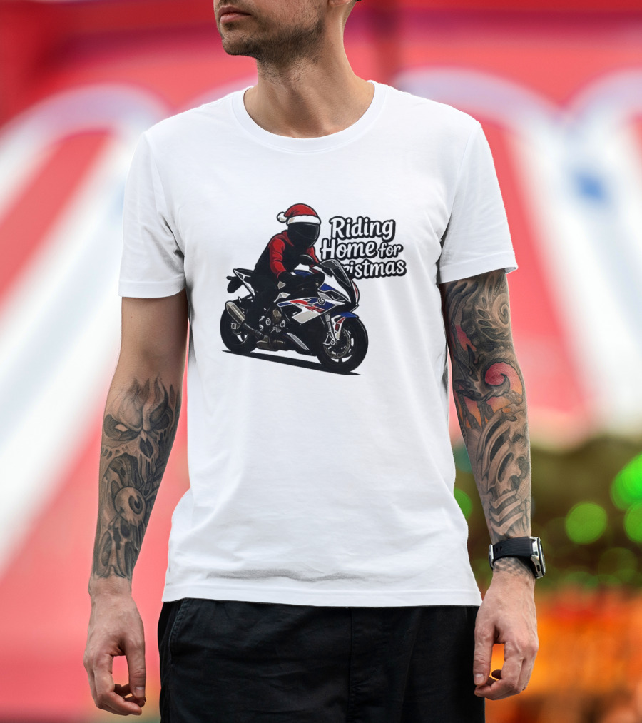 Riding Home For Christmas BMW S1000RR Big Motorbikes T-Shirt
