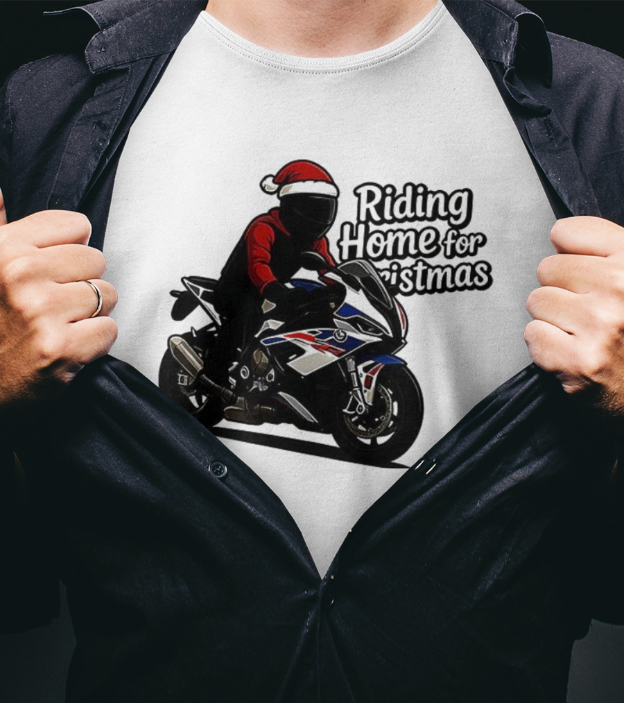 Riding Home For Christmas BMW S1000RR Big Motorbikes T-Shirt