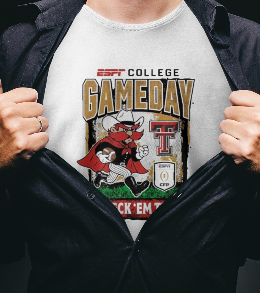 Texas Tech Red Raiders ESPNU College Gameday Wreck 'Em Tech Mascot CFP 2025-2026 T-Shirt