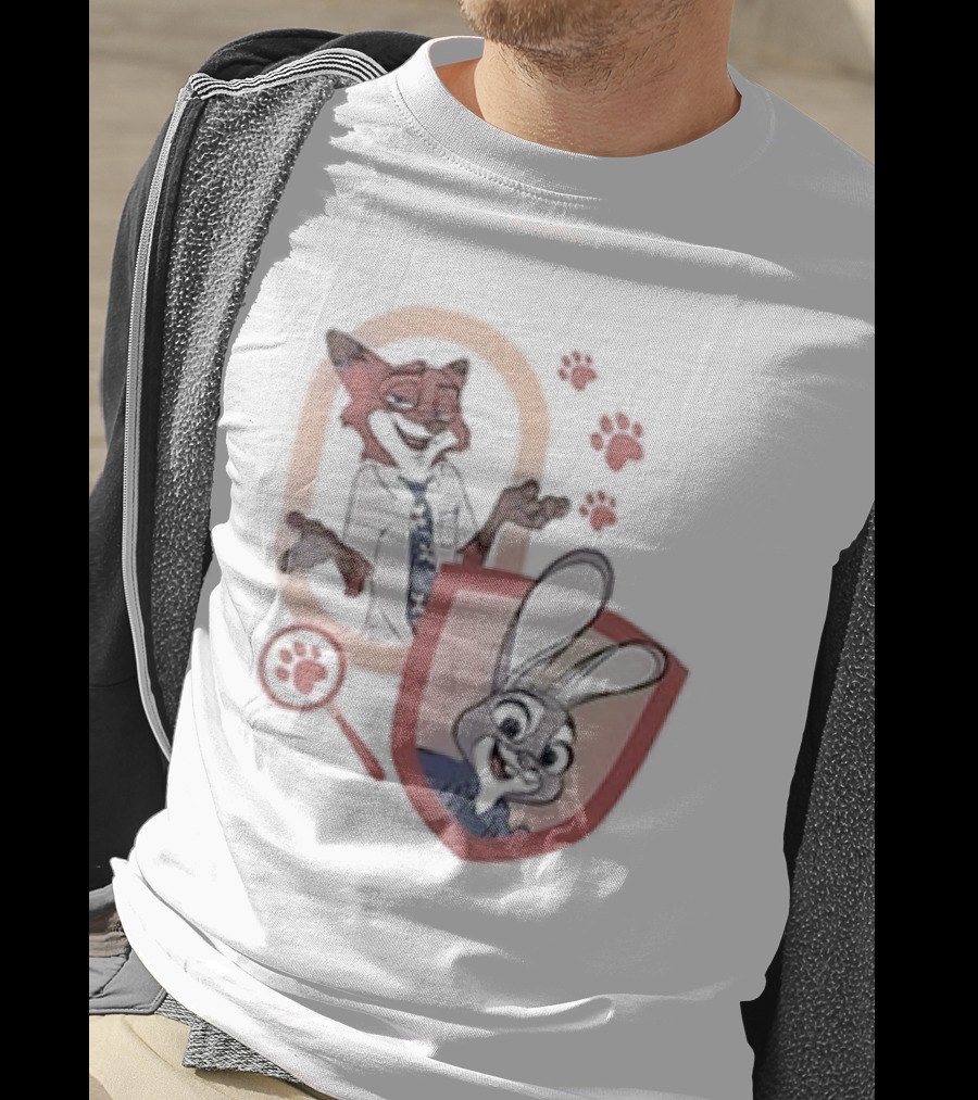 Zootopia 2 Anyone Can Be Anything Cartoon Characters Fox And Bunny Detective Badge T-Shirt