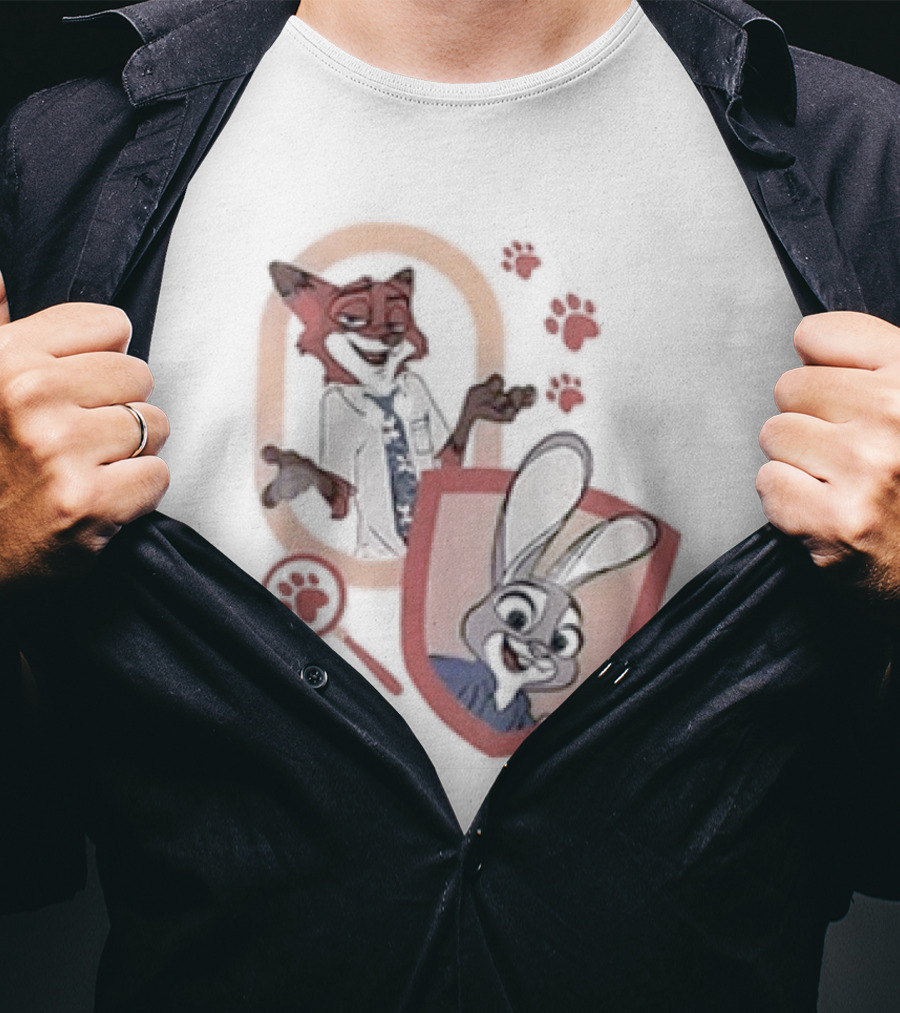 Zootopia 2 Anyone Can Be Anything Cartoon Characters Fox And Bunny Detective Badge T-Shirt