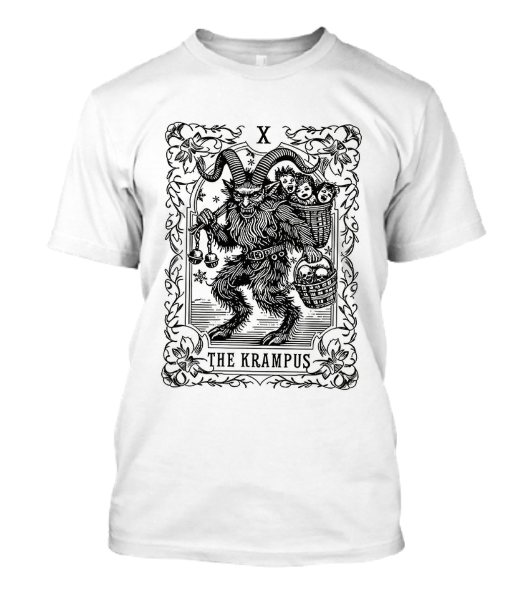 The Krampus Tarot Card X Gothic Occult Christmas Design T-Shirt