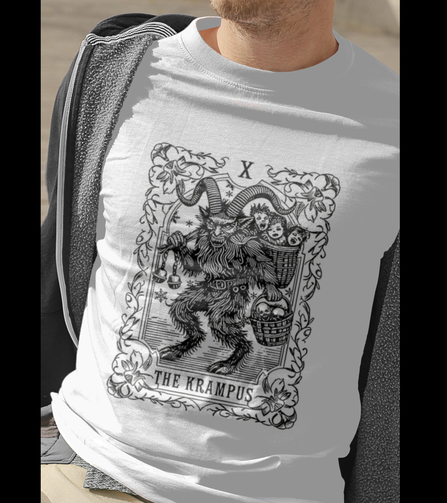 The Krampus Tarot Card X Gothic Occult Christmas Design T-Shirt