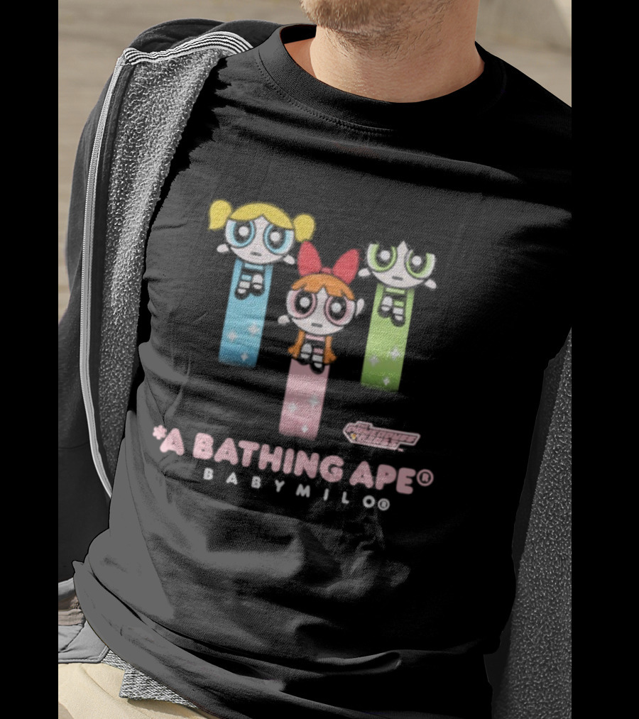 A Bathing Ape Baby Milo X Powerpuff Girls Collaboration Bling Stars T-Shirt