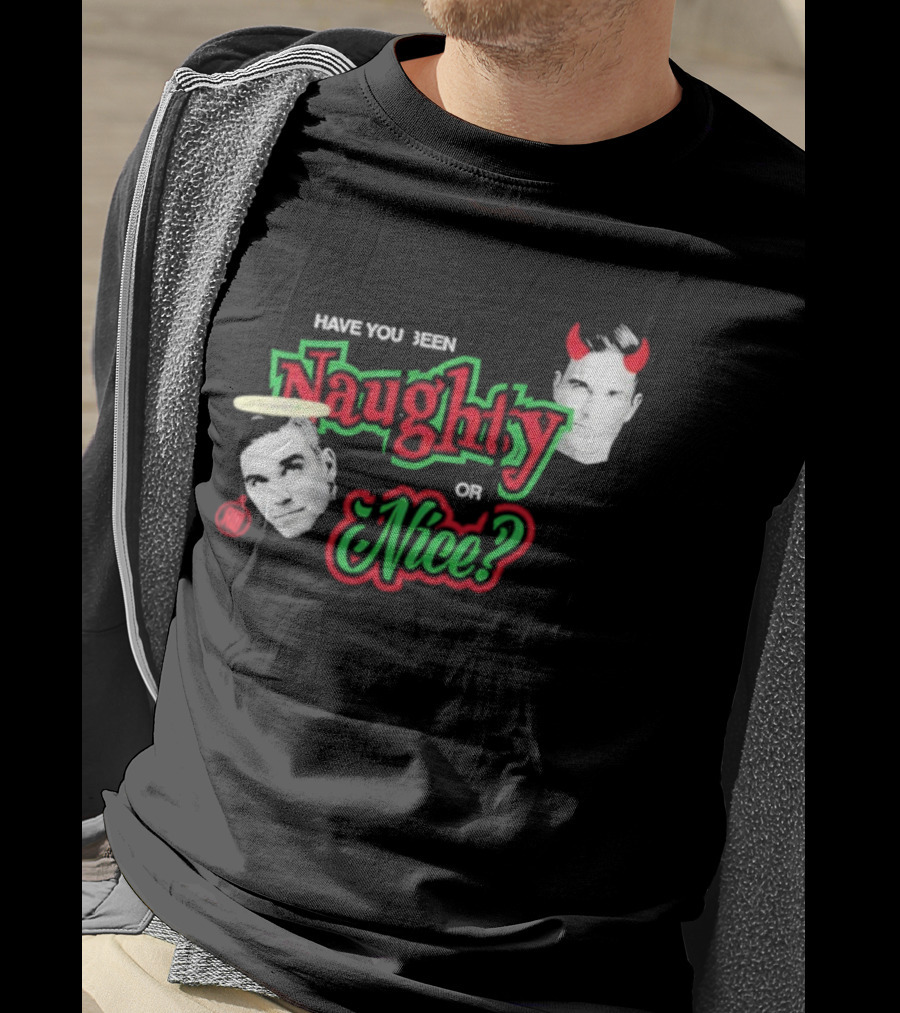 Naughty Or Nice Devil Angel Contrast Faces T-Shirt