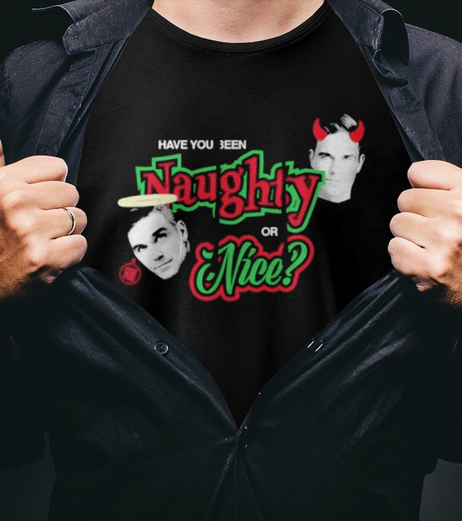 Naughty Or Nice Devil Angel Contrast Faces T-Shirt