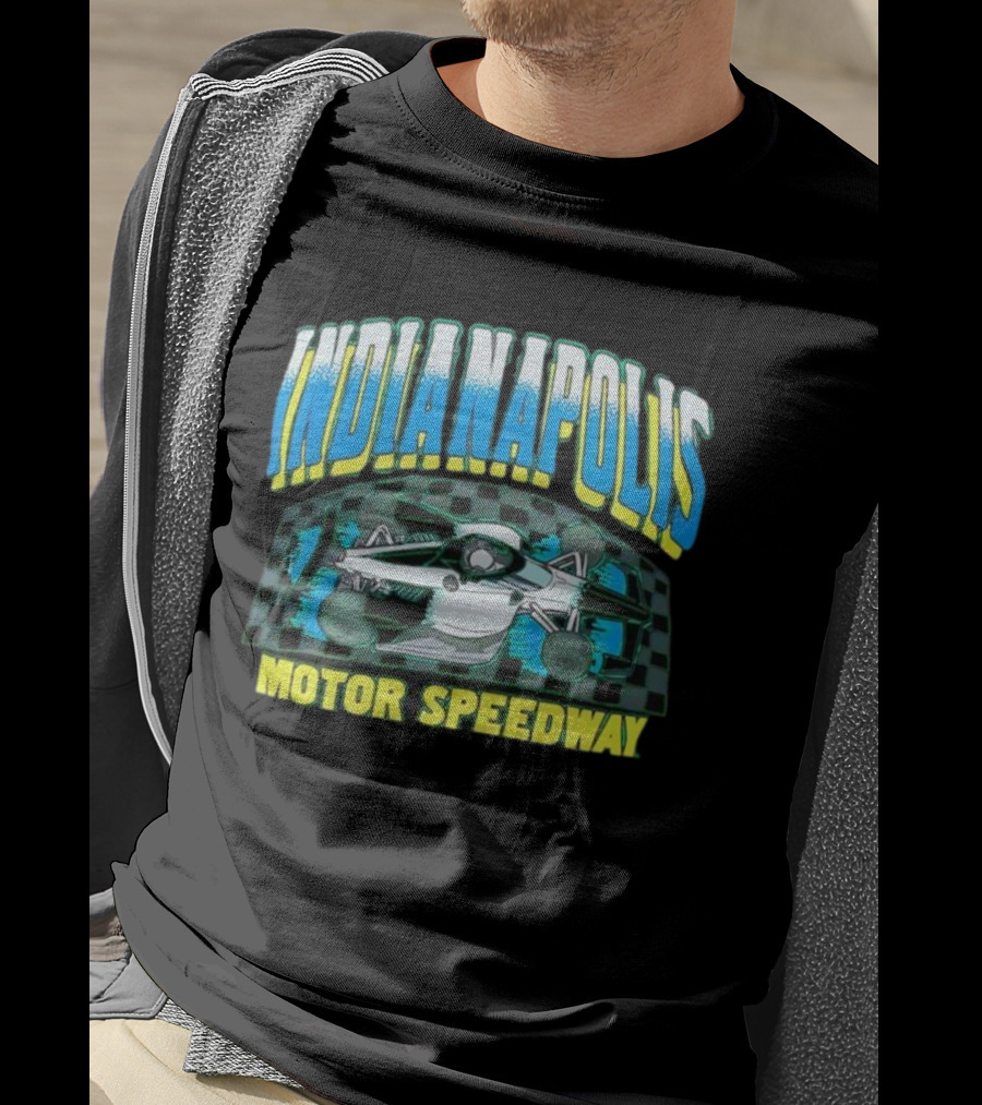Indianapolis Motor Speedway Racing Car Checkered Flag Motorsports T-Shirt