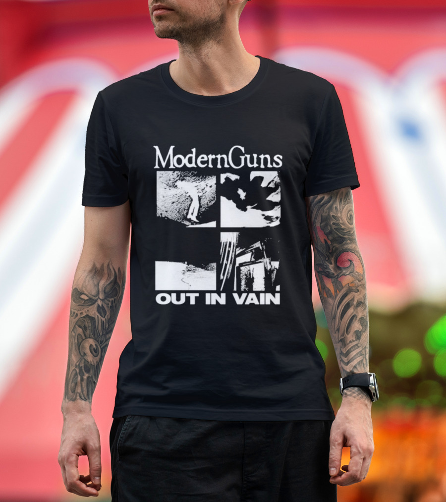 Modern Guns Out In Vain Four-Panel Abstract Imagery T-Shirt