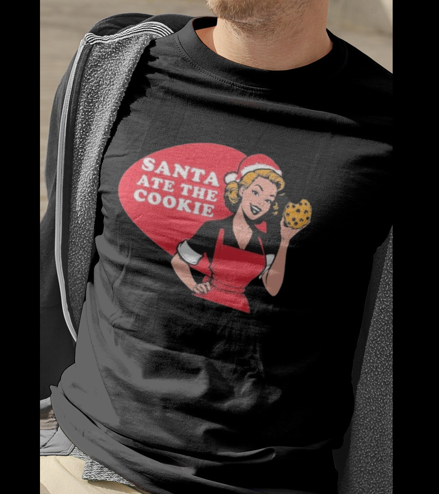 Vintage Santa Ate The Cookie Christmas Retro Humor T-Shirt