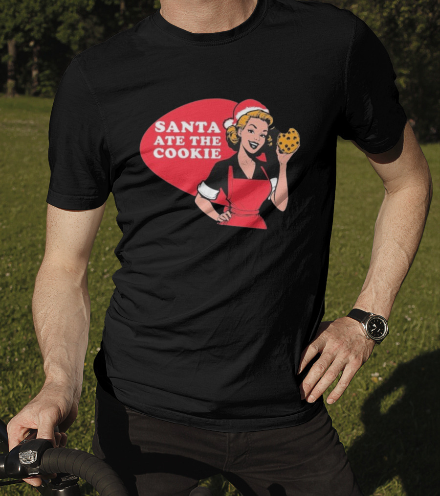Vintage Santa Ate The Cookie Christmas Retro Humor T-Shirt