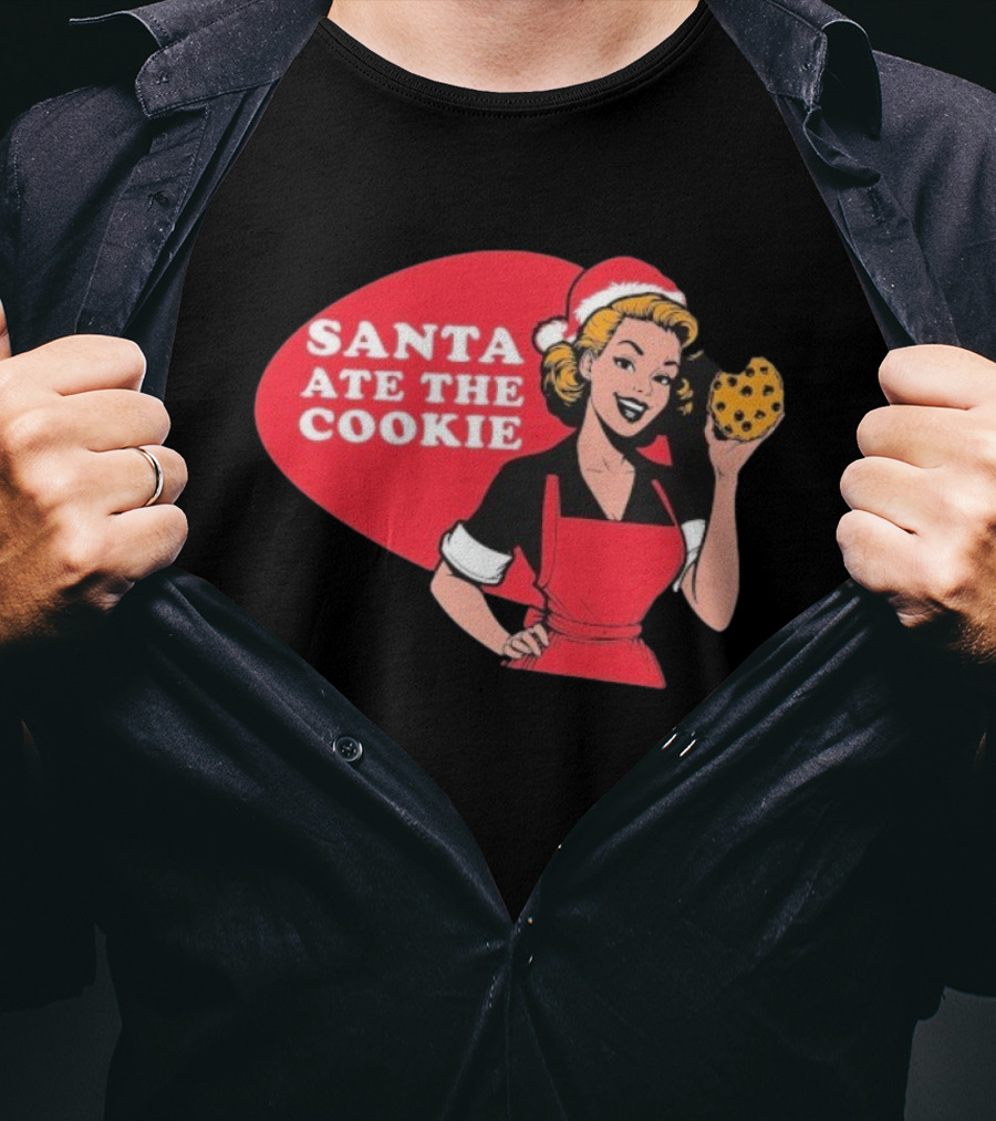 Vintage Santa Ate The Cookie Christmas Retro Humor T-Shirt
