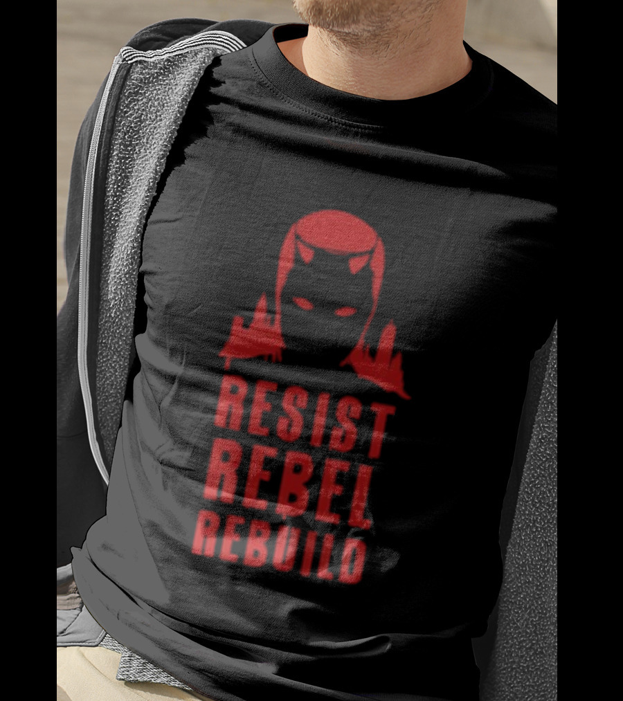 Daredevil Resist Rebel Rebuild Heroic Icon Mask Symbol T-Shirt
