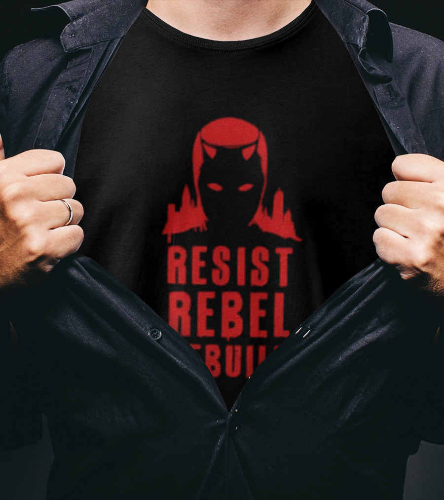 Daredevil Resist Rebel Rebuild Heroic Icon Mask Symbol T-Shirt