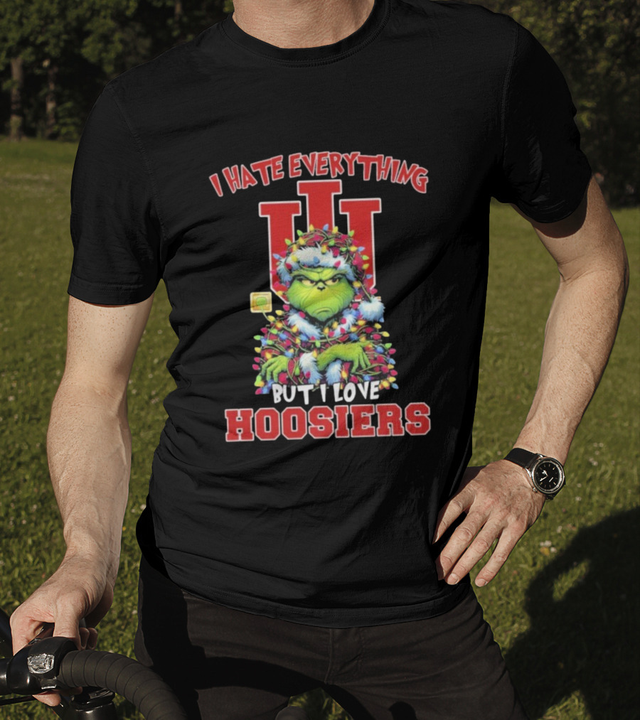 I Hate Everything But I Love Hoosiers Grinch Christmas Indiana T-Shirt