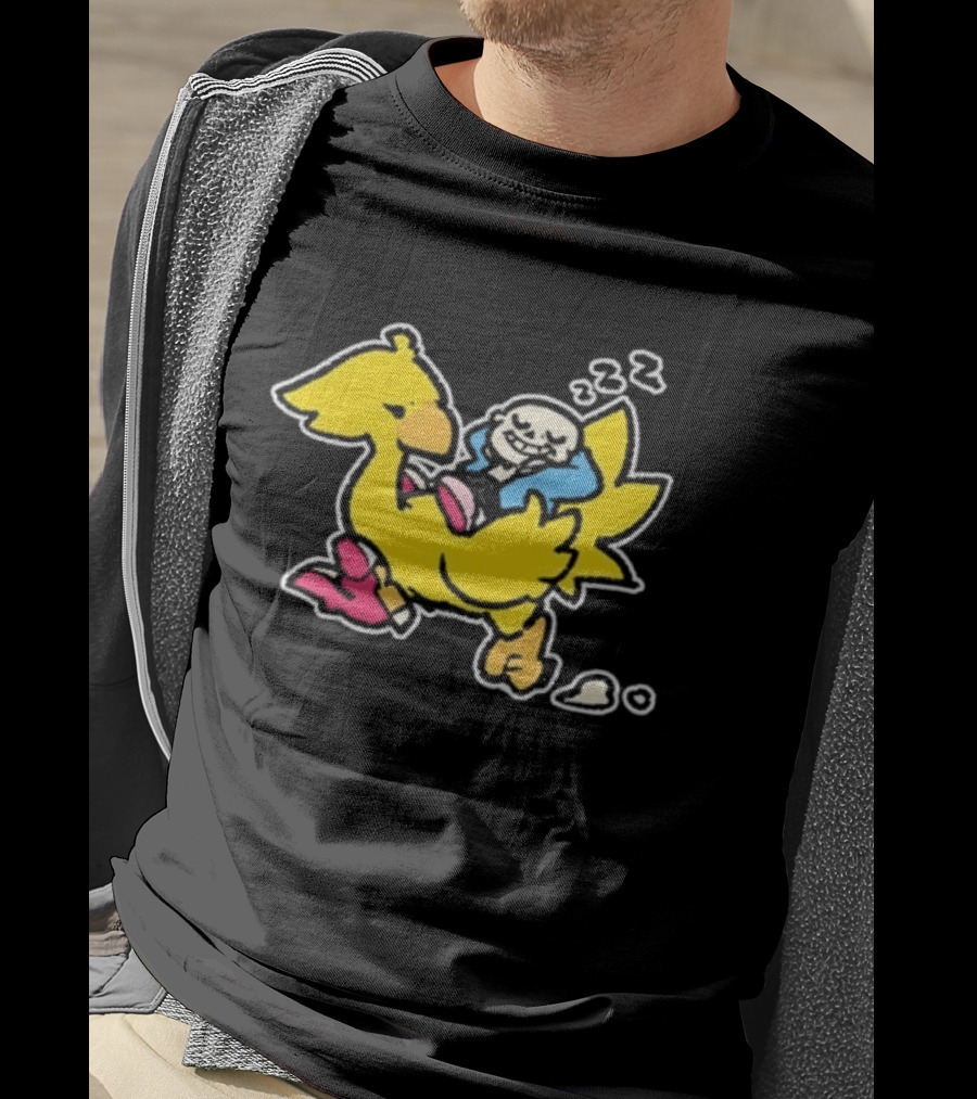 Undertale X Square Enix Sans Riding Chocobo Collaboration T-Shirt