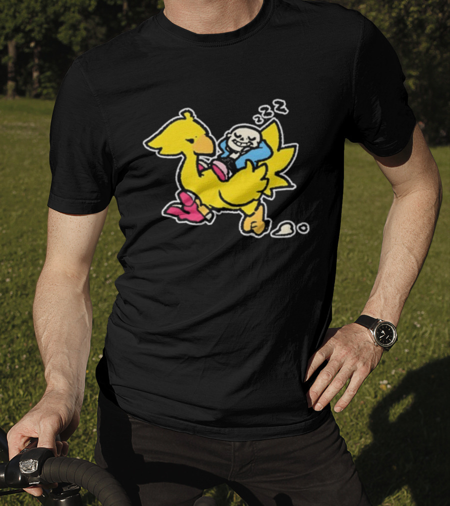 Undertale X Square Enix Sans Riding Chocobo Collaboration T-Shirt