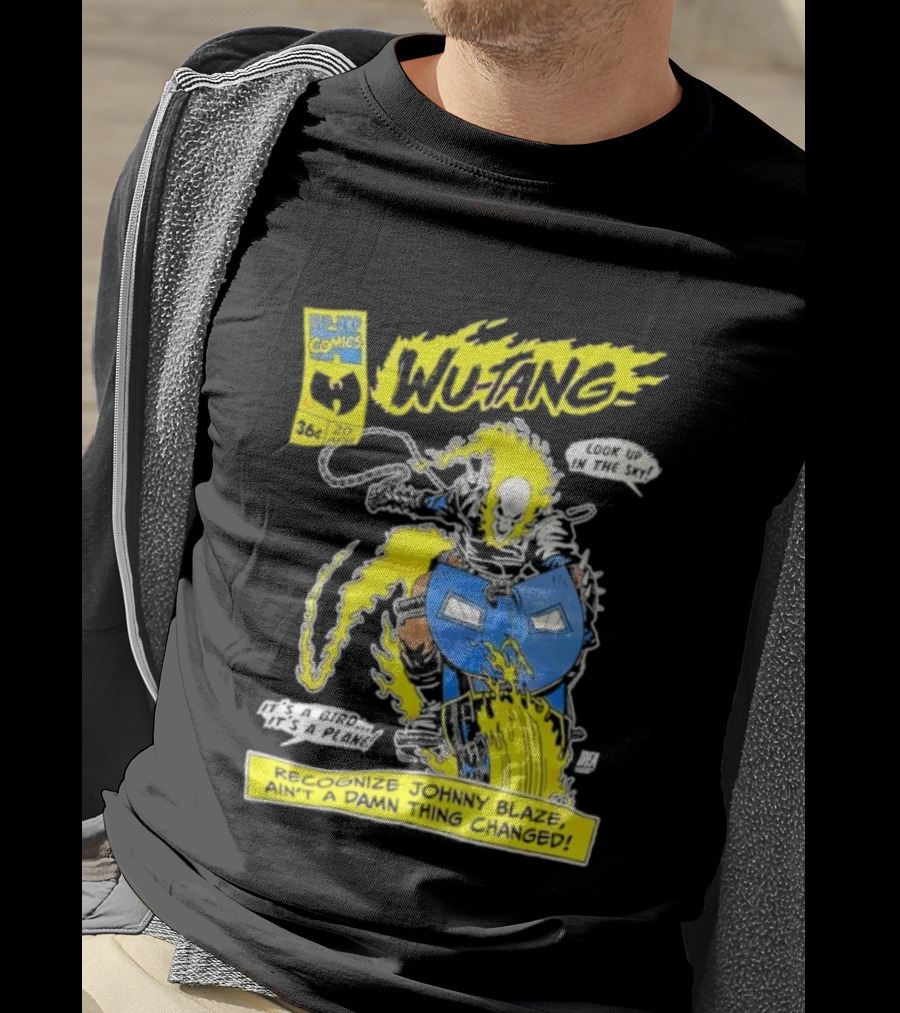 Wu-Tang Ghost Rider Look Up In The Sky WL Super Hero Comics Collab T-Shirt