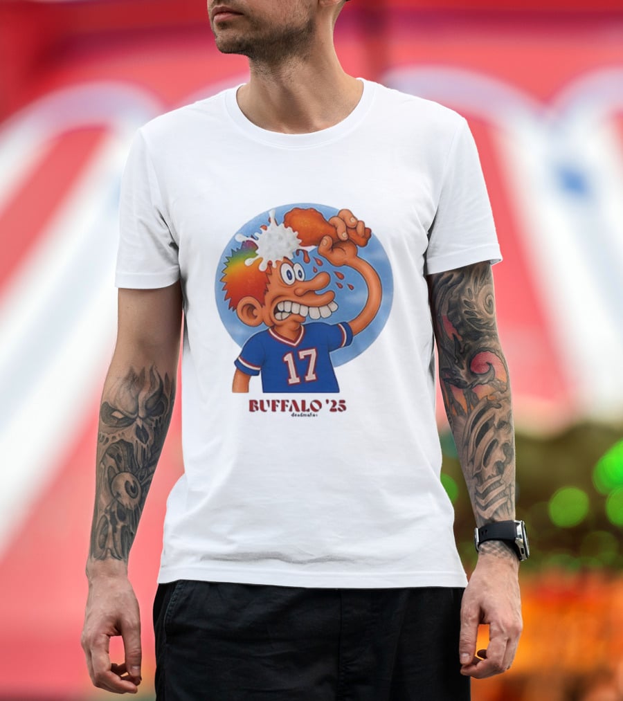 Buffalo Bills Cartoon Character Chicken Wing Helmet 17 Buffalo '25 T-Shirt