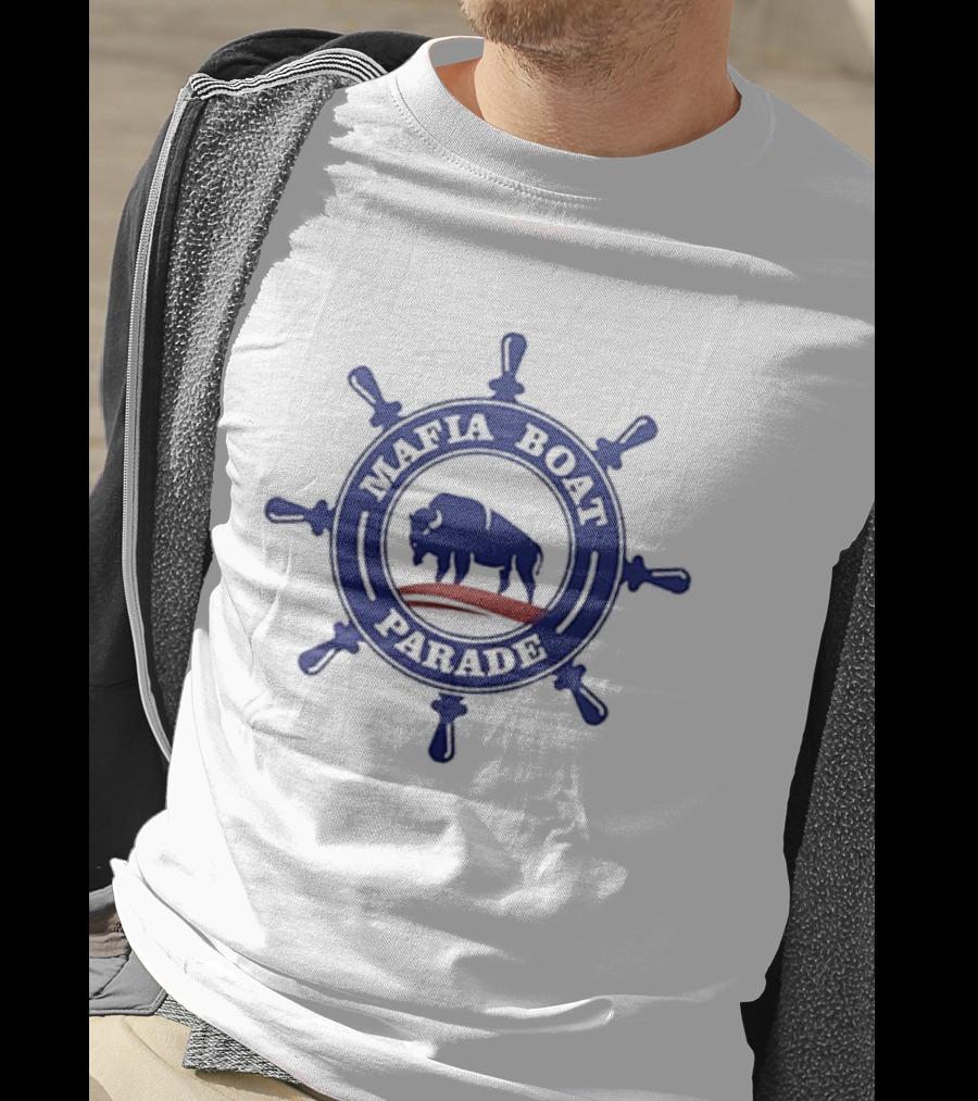 Buffalo Bills Mafia Boat Parade Firefighter Arno Memorial Foundation Buffalo Blue Helm Wheel T-Shirt