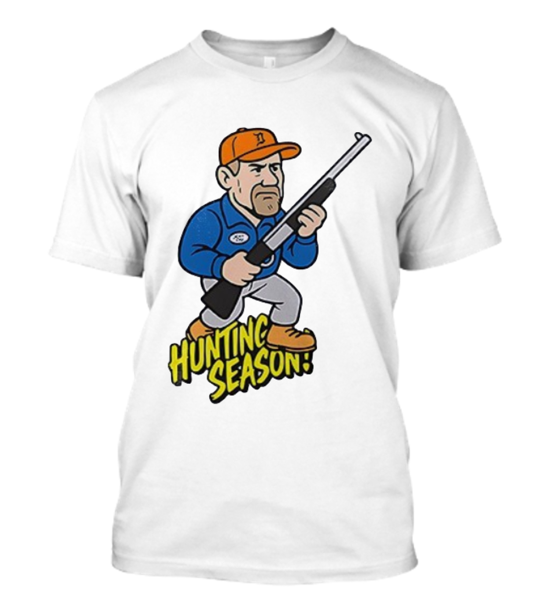 Detroit Lions Hunting Season Cartoon Character With Rifle T-Shirt