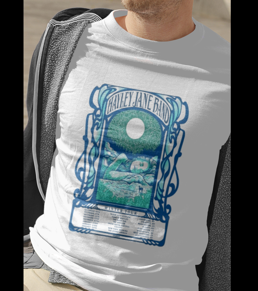 Hayley Jane Band Winter Tour 2025 Dates Vibrant Blue Art Nouveau Style T-Shirt
