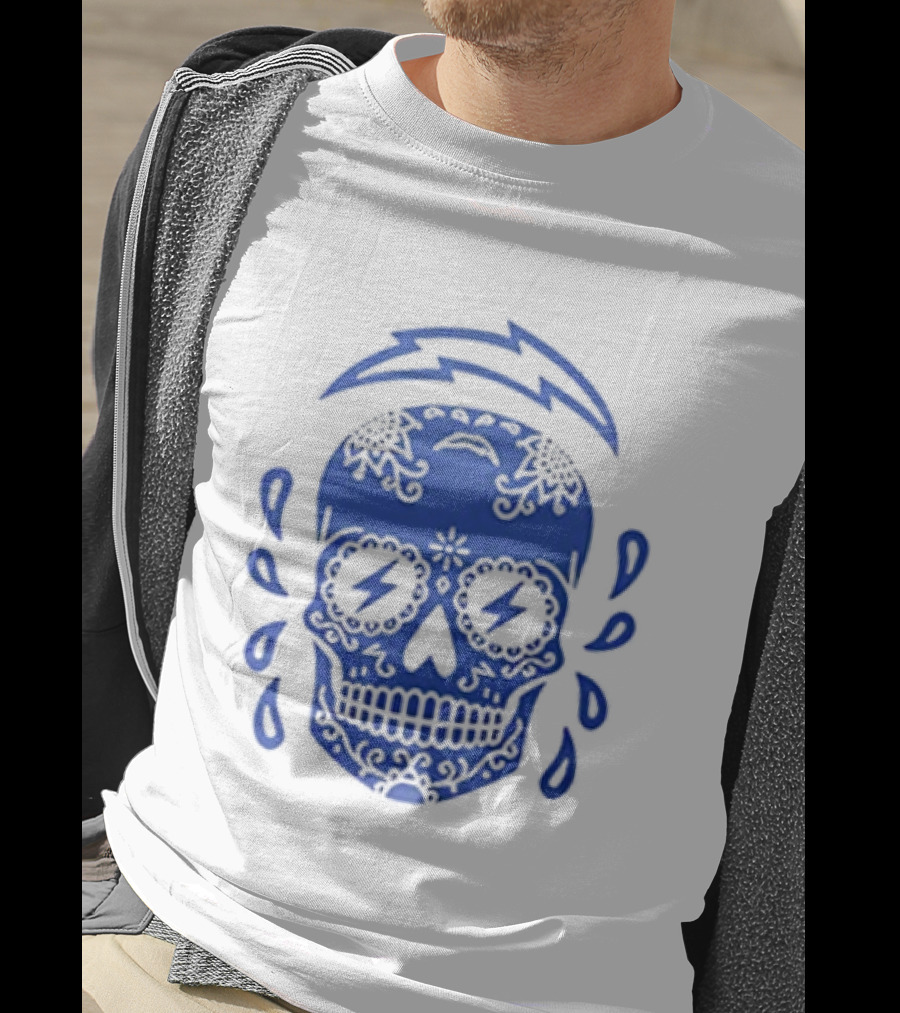 Puro Chargers 1960 Los Angeles Chargers Sugar Skull NFL Team Spirit T-Shirt