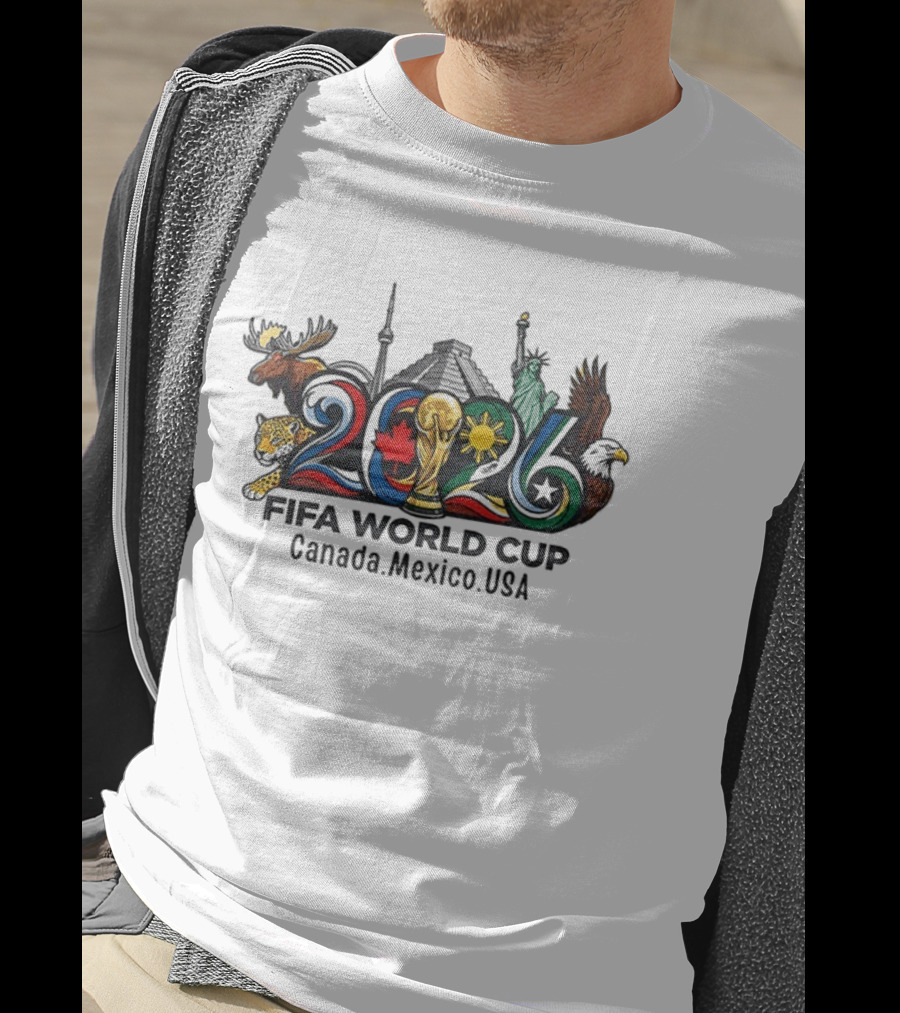 FIFA World Cup 2026 Canada Mexico USA Wildlife Landmarks Icons T-Shirt