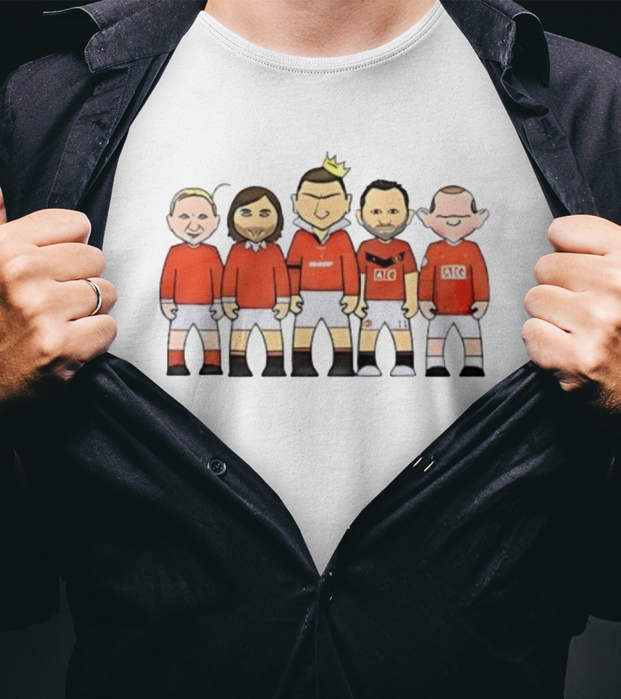 Manchester Legends Cartoon Characters Crewneck Retro Football Icons T-Shirt